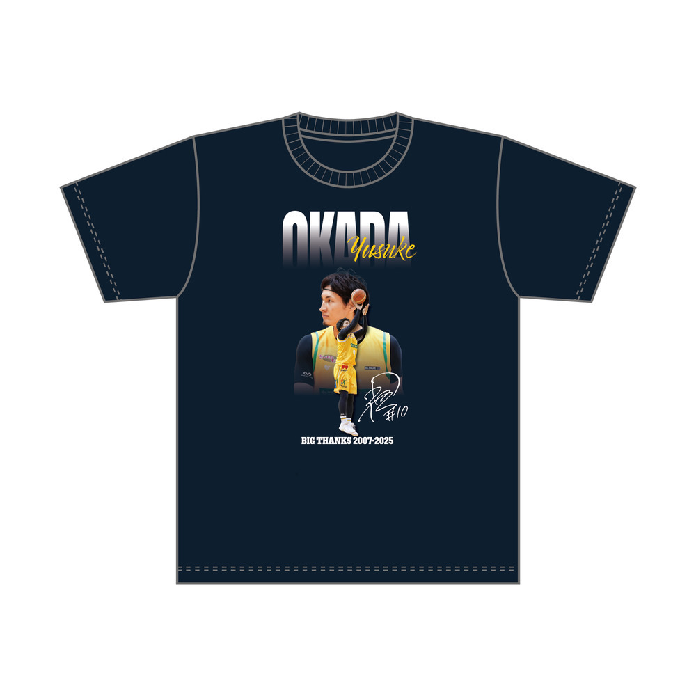 安いそれに目立つ Tシャツ濃紺】岡田優介引退記念セレモニーTシャツ｜香川ファイブ 応援グッズ