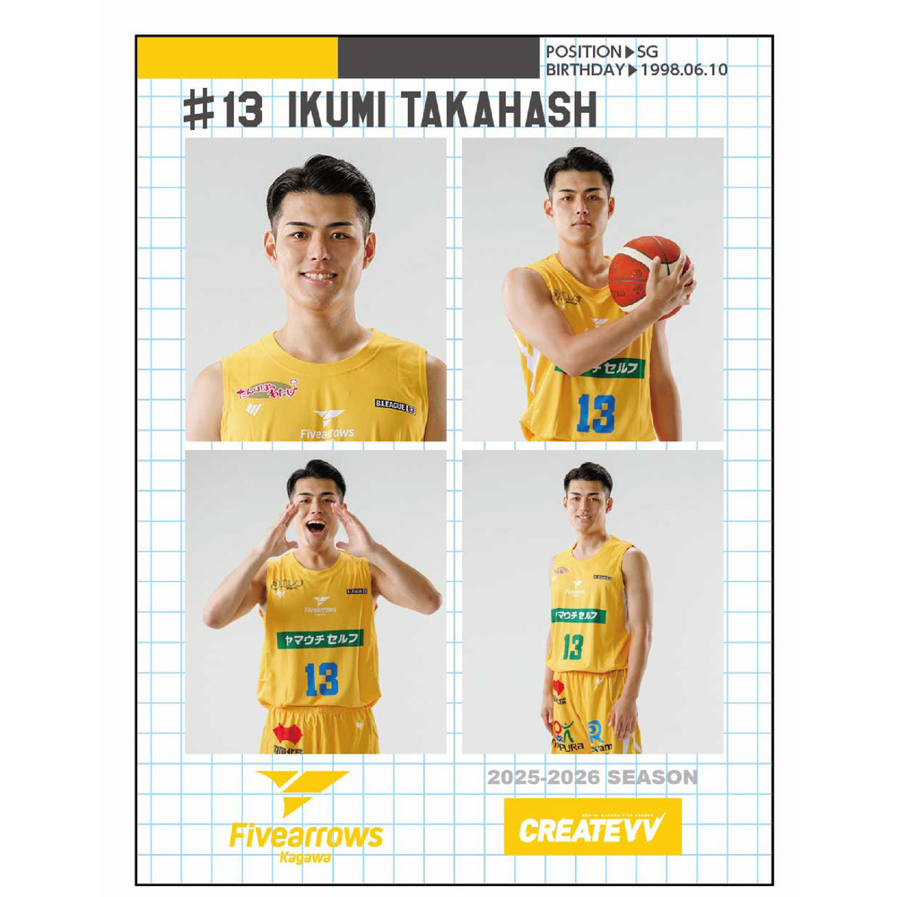 証明写真風ステッカー｜香川ファイブアローズ｜B.LEAGUE（Bリーグ