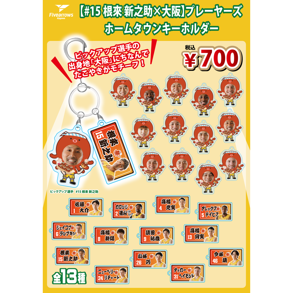 【PICK UP PLAYER】ホームタウンキーホルダー(#15根來&times;大阪) 詳細画像 1