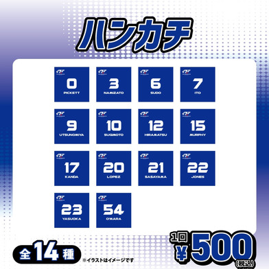 【ガチャ2025-26】選手ナンバーハンカチ[全14種]