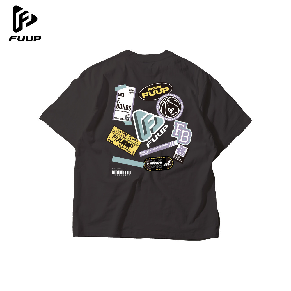【FUUP】ビッグシルエットステッカーTシャツ 詳細画像 ブラック 2