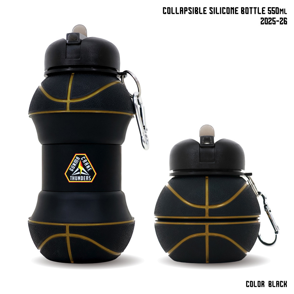 折りたたみシリコンボトル GUNMA CRANE THUNDERS プライマリーロゴVer. 2025-26 詳細画像 ブラック&times;プライマリーロゴ 2