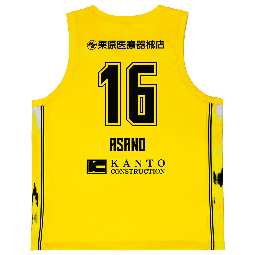 【公式】 レプリカユニフォーム イエロー 2025-26 (PLAY CRAZY YELLOW UNIFORM) 詳細画像 #16 淺野ケニー選手 2