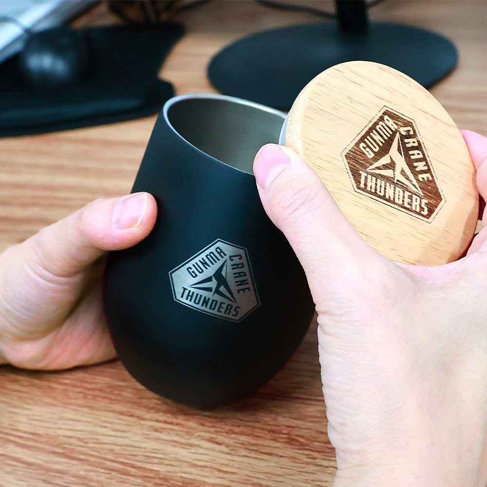 ラウンドステンレスタンブラー ウッドキャップ付き 保温保冷 350ml 【プライマリーロゴ刻印】 詳細画像 シルバー 6