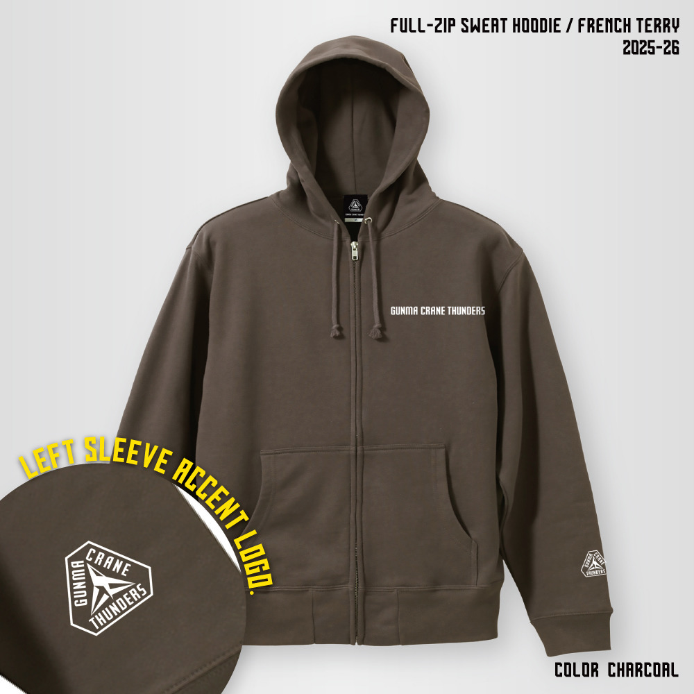 【EC限定】 フルジップスウェットパーカー 10.0オンス 2025-26 【プライマリーロゴ】 詳細画像 チャコール 1
