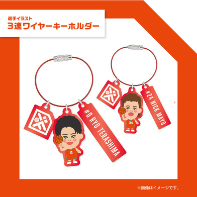 選手イラスト ワイヤーキーホルダー