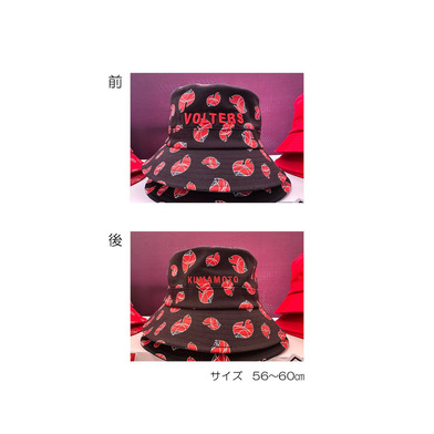 ハット　ロゴ総柄　RED/BLACK