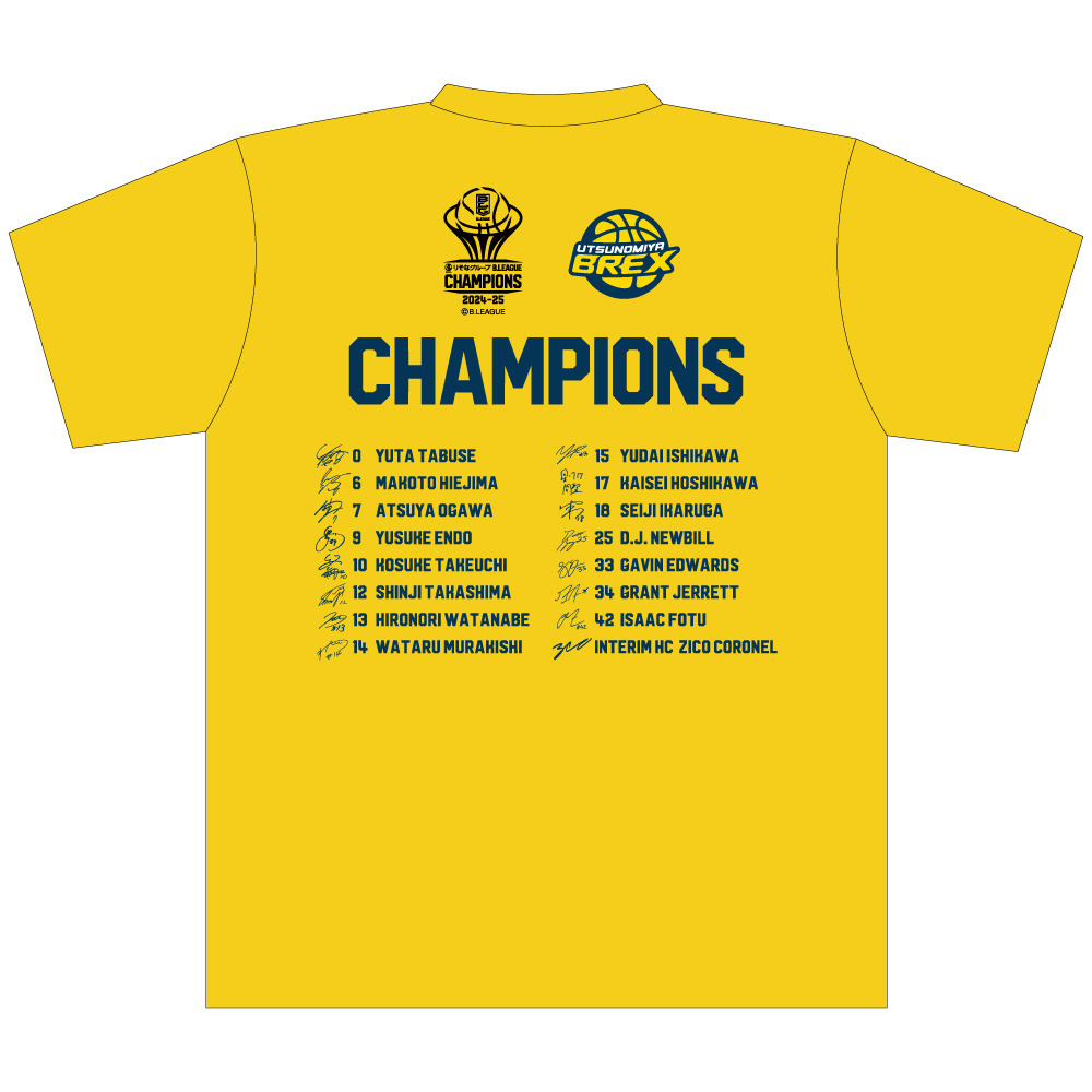 【宇都宮ブレックス】りそなグループ B.LEAGUE CHAMPIONS 2024-25 Tシャツ 詳細画像 ONECOLOR 2