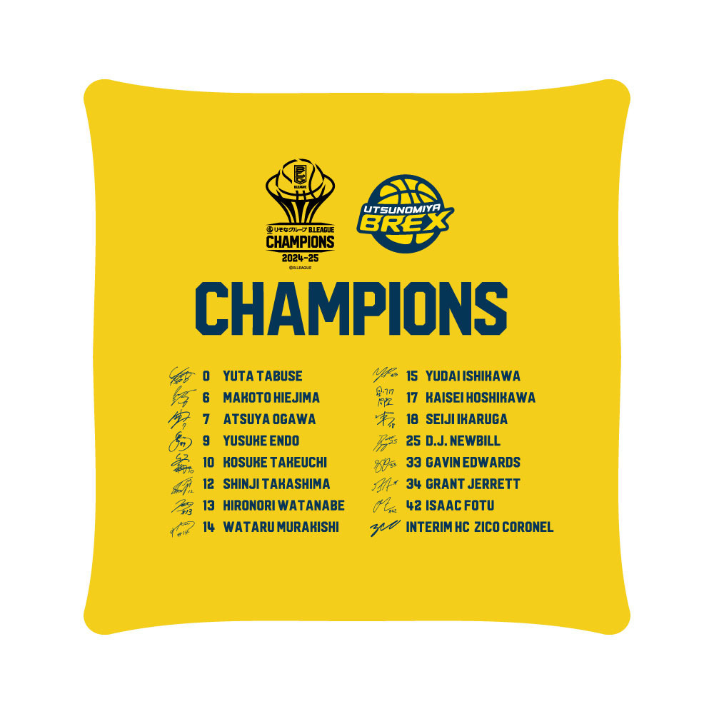 【オンラインストア限定|宇都宮ブレックス】 りそなグループ B.LEAGUE CHAMPIONS 2024-25　クッション 詳細画像 ONECOLOR 2