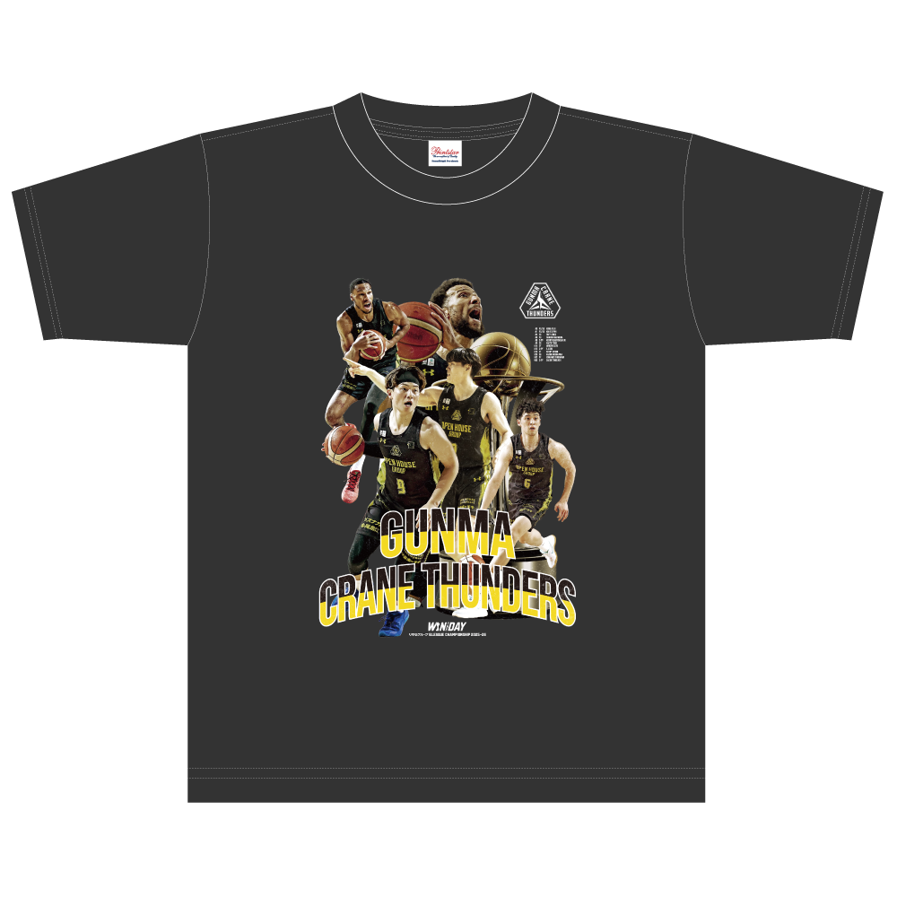 【群馬クレインサンダーズ】りそなグループ B.LEAGUE CHAMPIONSHIP 2025-26 オフィシャルTシャツ 詳細画像 ブラック 1