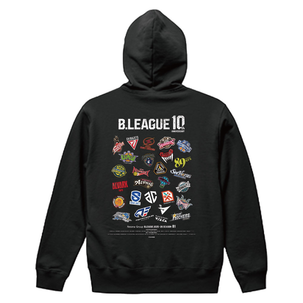 B.LEAGUE 10th ANNIVERSARY B1 ALL CLUB PO Hoodie 詳細画像 ブラック 2