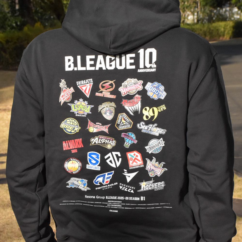 B.LEAGUE 10th ANNIVERSARY B1 ALL CLUB PO Hoodie 詳細画像 ブラック 3