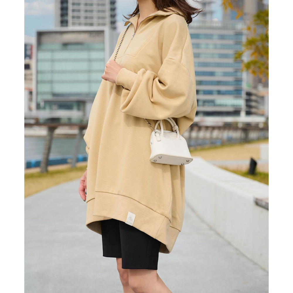 神戸レタスコラボ／胸元ジップスウェットミニワンピース 詳細画像 Beige 2