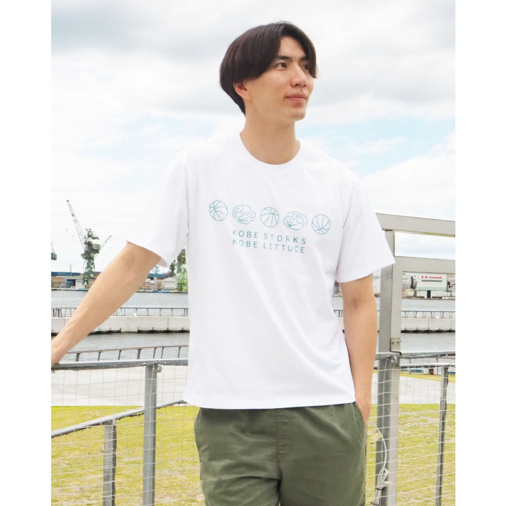 バスケットボールとレタスのTシャツ 詳細画像 白 1