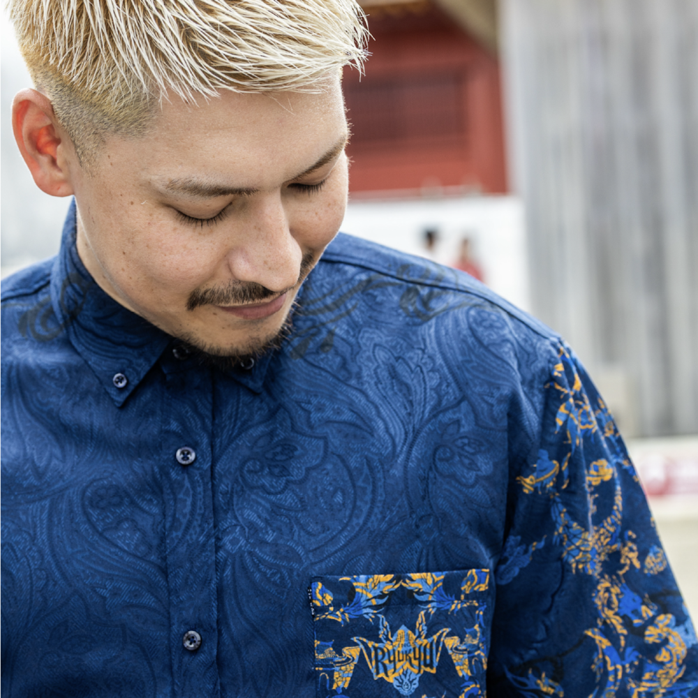 【新商品】キングスかりゆしウェア 首里城モデル [ネイビーブルー] *10/18(日)10:00より販売開始* 詳細画像 ネイビーブルー 4