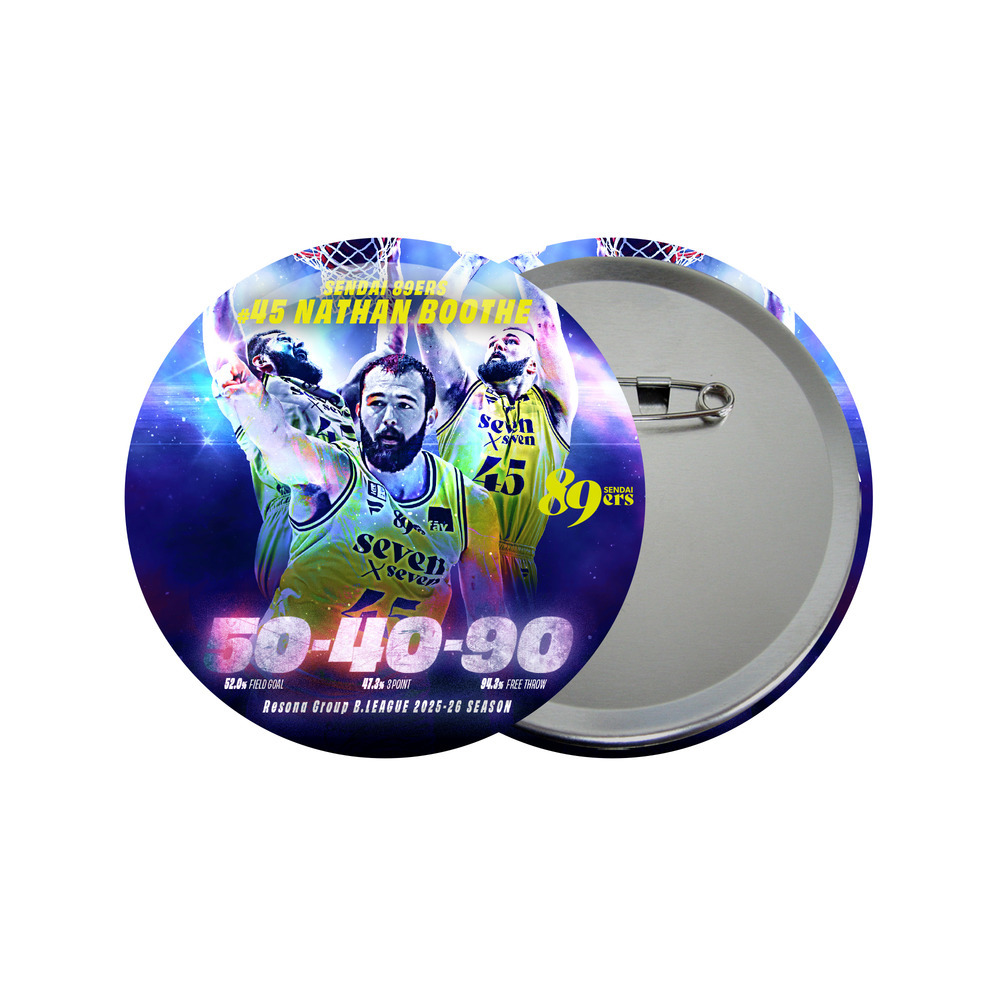 りそなグループ B.LEAGUE 2025-26 SEASON 50-40-90 達成記念缶バッジ #45 ネイサン・ブース選手 詳細画像 1カラー 1