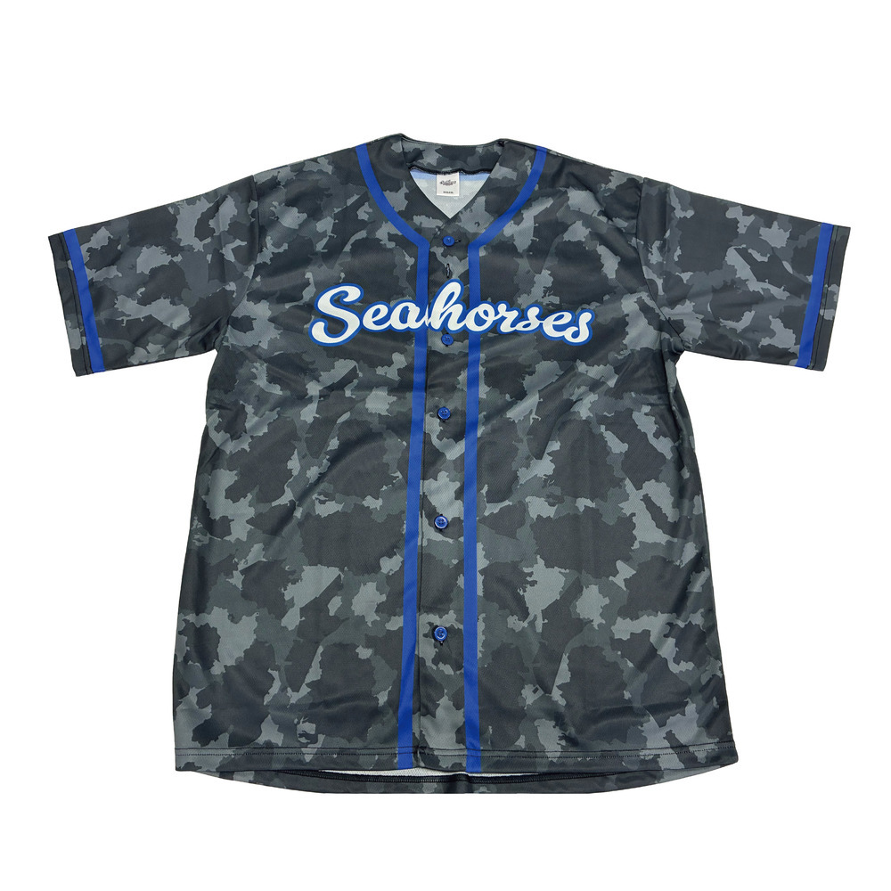 西三河カモフラ ベースボールシャツ BLK 詳細画像 ブラック 1