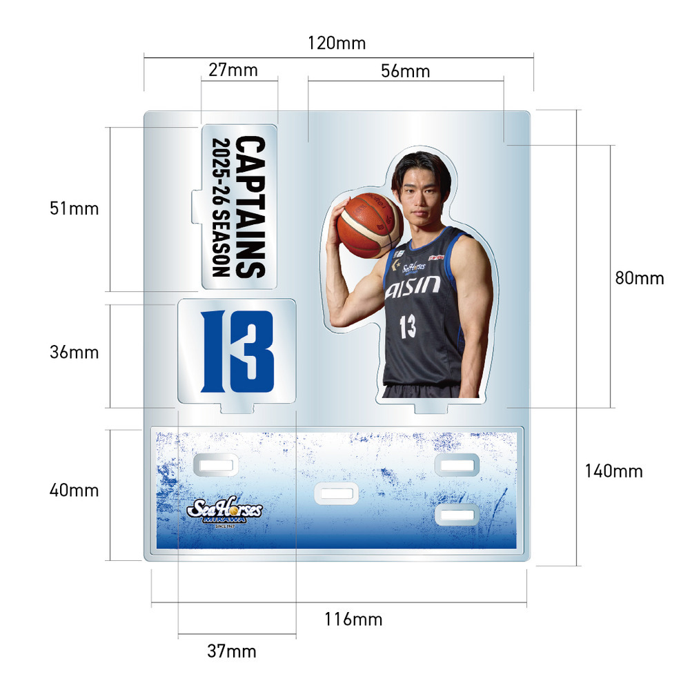 【EC受注限定】【3/16(月)～3/30(月)23:59 期間限定受注】【5月上旬以降出荷予定】2025-26 CAPTAINS アクリルスタンド_#13須田ver 詳細画像 1カラー(選択不可) 2