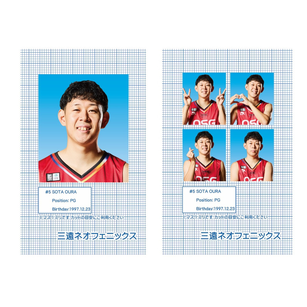 証明写真風ステッカー 2025-26｜三遠ネオフェニックス｜B.LEAGUE（B