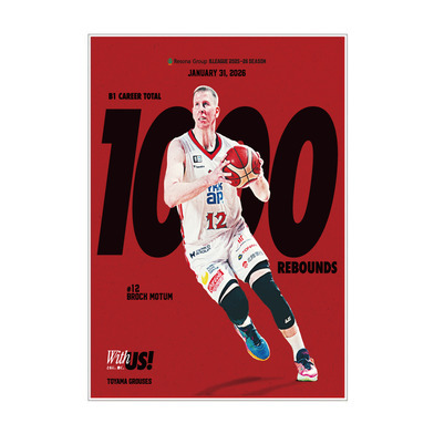 ブロック・モータム選手　1000リバウンドメモリアルスタンド付きアクリルパネル