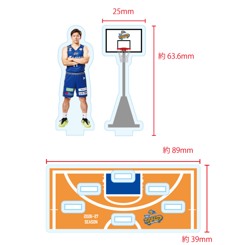 【数量限定】選手ミニアクリルスタンド コンプリートセット 5選手飾れるハーフコート台座付き 詳細画像 1カラー 2
