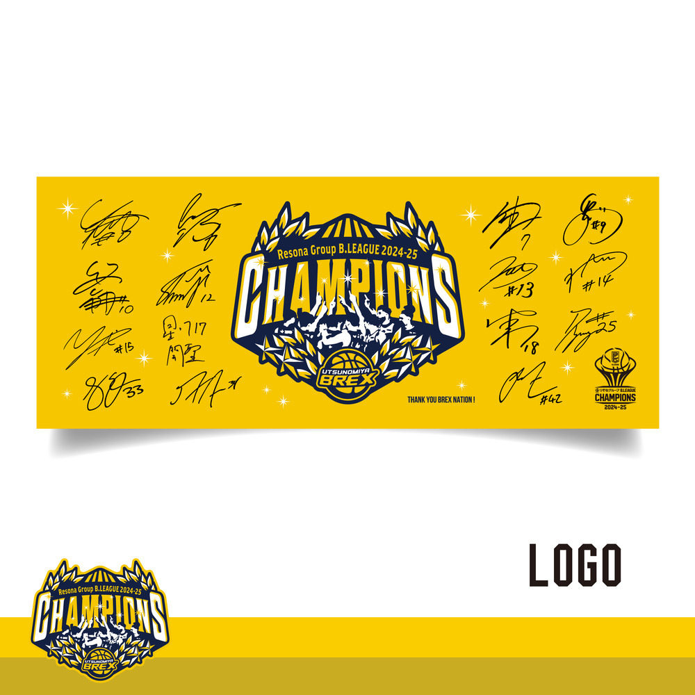 《第1次受付 5/28(水)12:00～ 6/1(日)23:59》【予約販売】BREX B.LEAGUE 2024-25 チャンピオン フェイスタオル ロゴ 詳細画像 1カラー 1