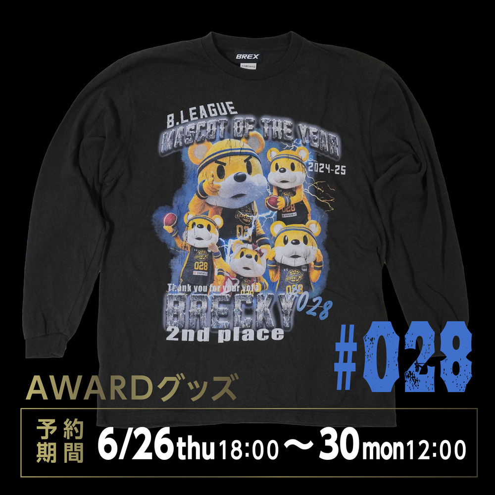 《予約受付 6/26(木)18:00～ 6/30(月)12:00》【予約販売】2024-25 MASCOT OF THE YEAR #028 BRECKY ヴィンテージ風ロンT 詳細画像 1カラー 1