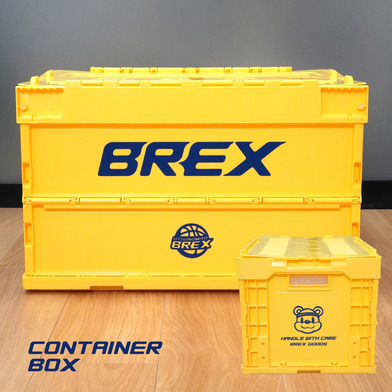 BREX折りたたみ収納BOX(フタ付50.4ℓ)イエロー
