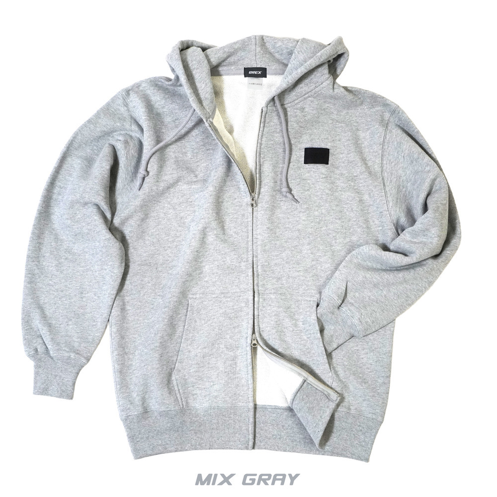 BASIC BREX ヘビーウェイトフルジップパーカー（ウーブンパッチ） 詳細画像 ミックスグレー 1