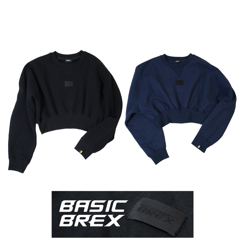 BASIC BREX クロップドトレーナー（ウーブンパッチ） 詳細画像 ブラック 1