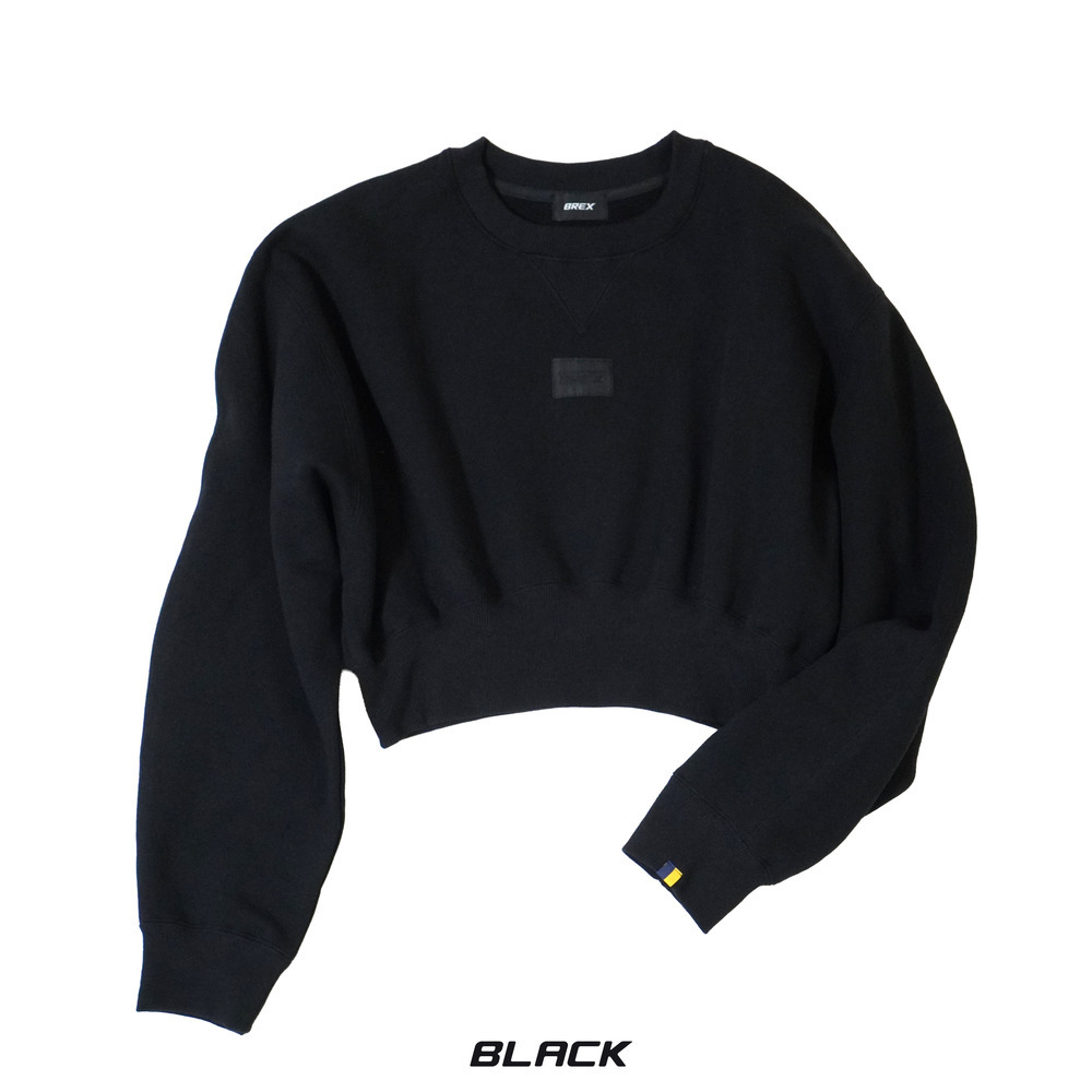 BASIC BREX クロップドトレーナー（ウーブンパッチ） 詳細画像 ブラック 2