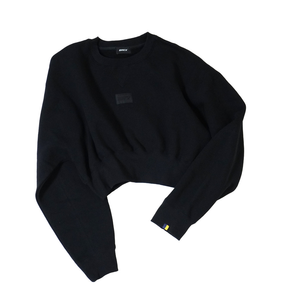 BASIC BREX クロップドトレーナー（ウーブンパッチ） 詳細画像 ブラック 3