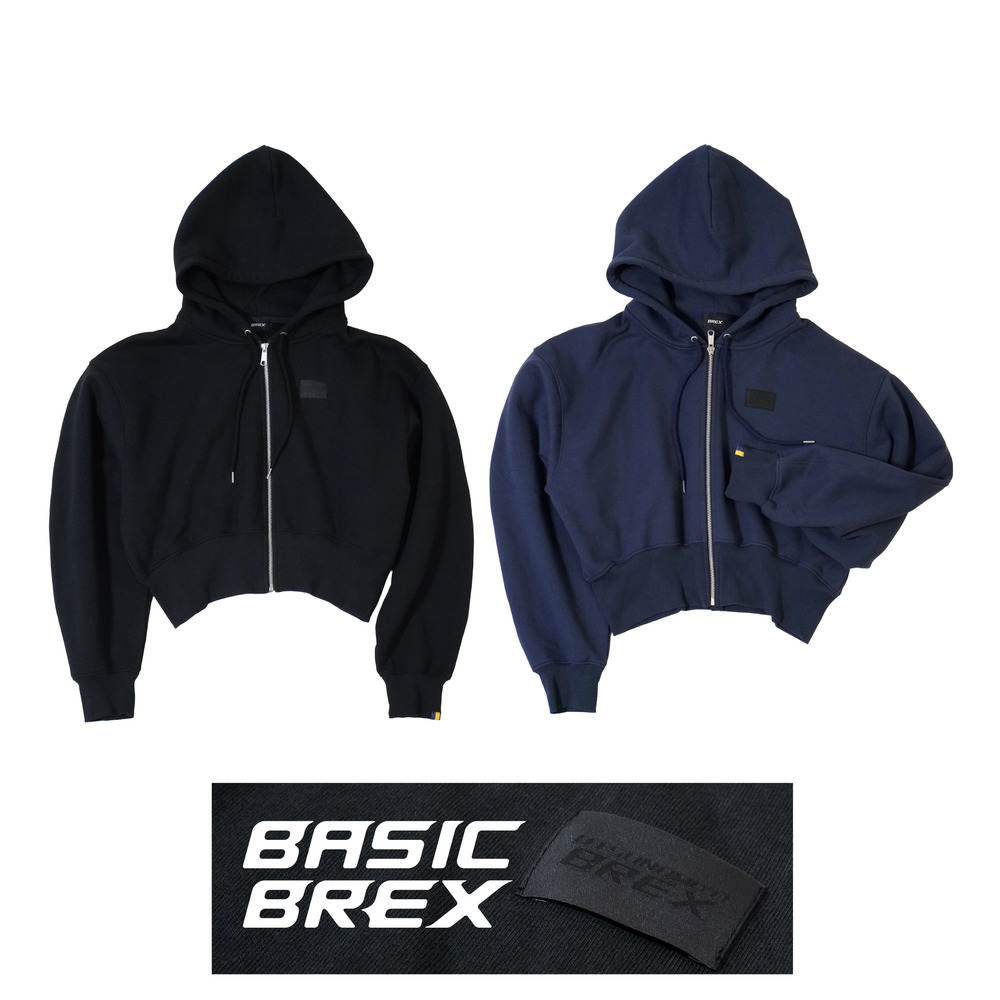 BASIC BREX クロップドフルジップパーカー（ウーブンパッチ） 詳細画像 ブラック 1