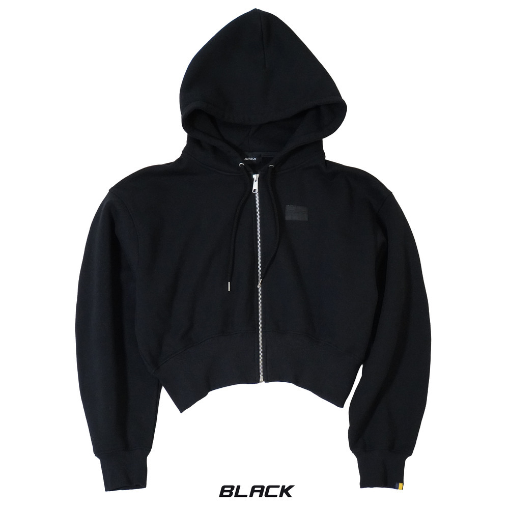 BASIC BREX クロップドフルジップパーカー（ウーブンパッチ） 詳細画像 ブラック 2